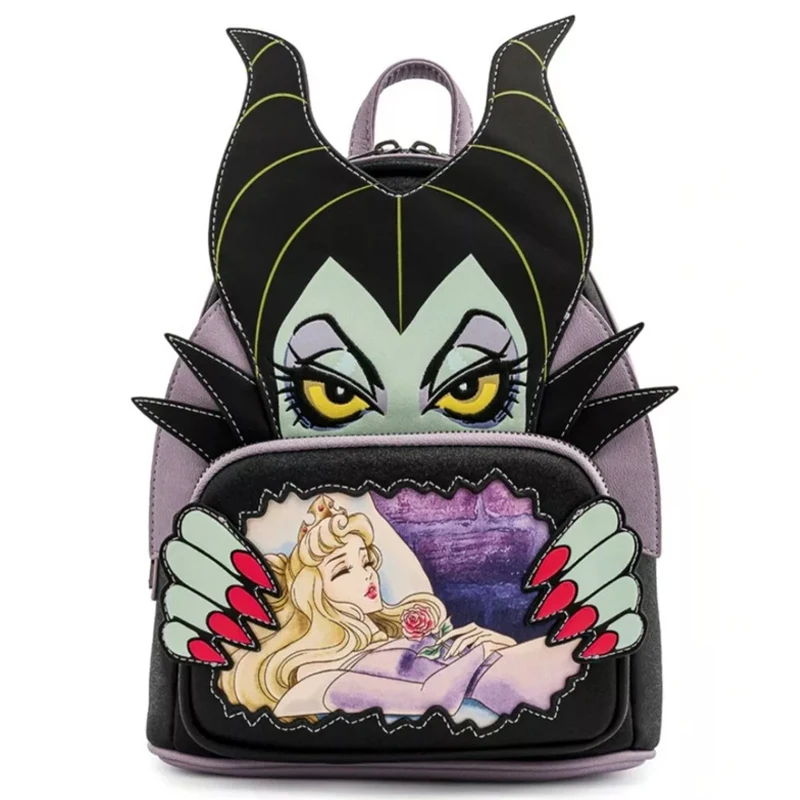 new Disney Loungefly Villains Scene Sleeping Beauty Maleficent Mini Cartoon Backpack PU Leather Fashion Girl School Bag