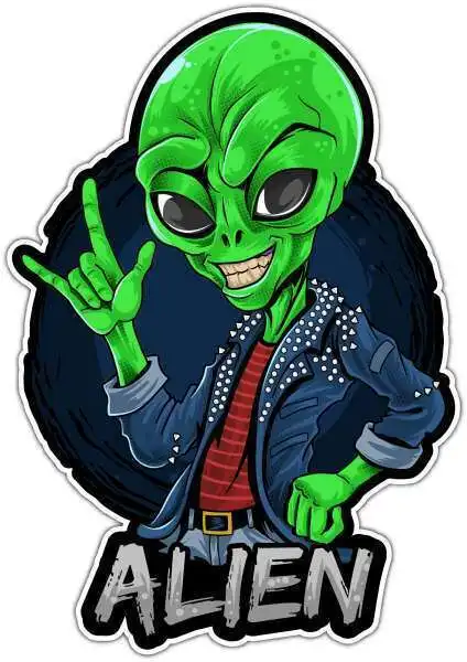 Cool Astrounaut  Alien Rocker Spiked Space Car Bumper Vinyl Sticker Decal for Motorcycle Jdm Car Accessories