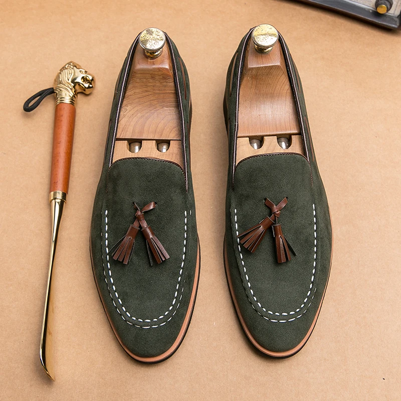 

Men Shoes Casual Business Loafers Black Green Comfortable Lightweight Fashionable Matte Leather Shoes Social Shoes Sizes 38-46
