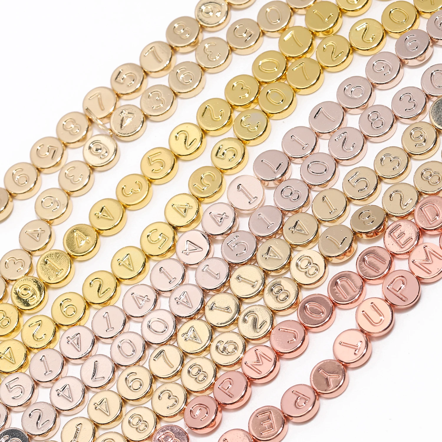 8x3mm Natural Stone Plated Gold Hematite Number Letter Beads Flat Round Spacer Beads for Jewelry Making Diy Bracelets Accessory