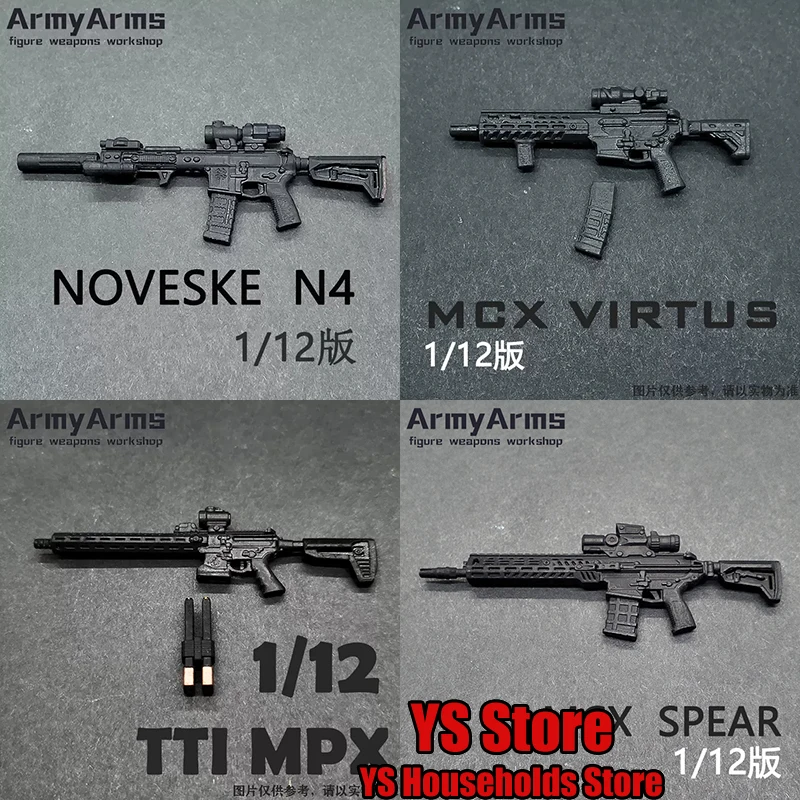 ArmyArms 1/12 Mini Figma Soldier Weapon Accessory MCX SPEAR XM5 TTI MPX NoveskeN4 MCX Virtus Static Rifle Toys For 6