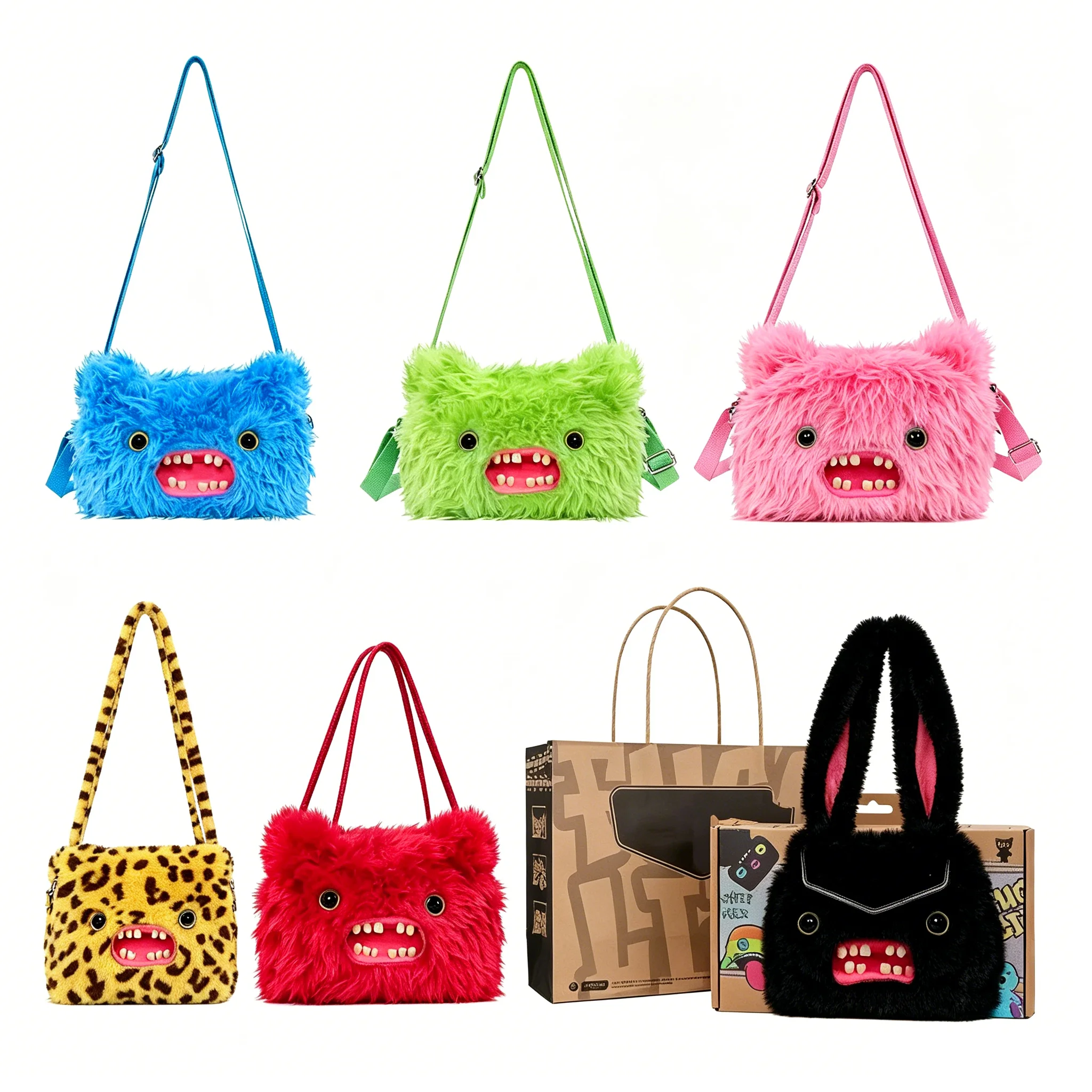 

Fuggler Crossbody Bag Ugly Cute Plush Toy Bag Stuffed Plush Shoulder Bag Plush Animal Accessories Handbag Trendy Merchandise