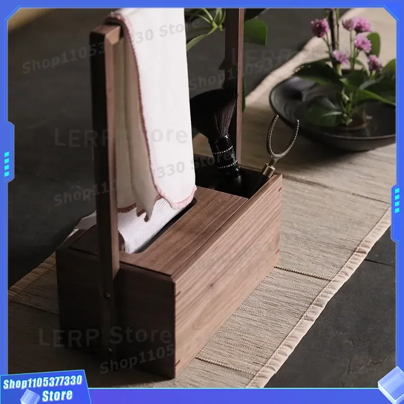 Solid Wood Walnut Tissue Box Creative Desktop Storage Basket Multifunctional Wooden Napkin Holder for Home Office Decor