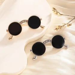 Vintage Round Rimmed Sunglasses Brooches for Women Men Unisex Jacket Coat Backpack Decoration Daily Styling Tools