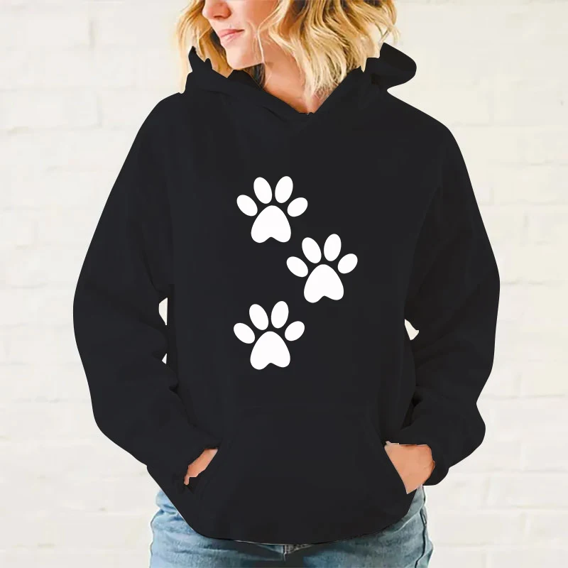 y2k hoodies Women'S Fashion Hoodies Dog Paw Letter Printing Sweatshirt Unisex Long Sleeve Casual Tops