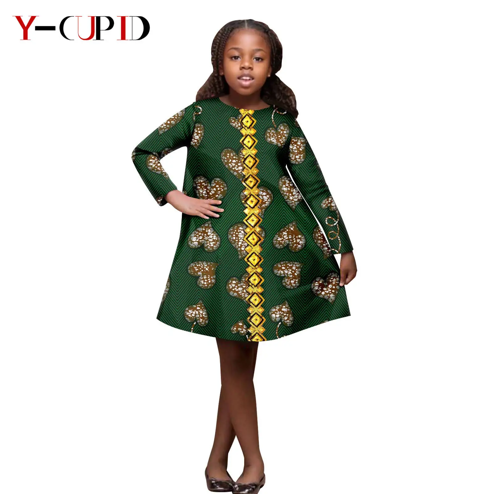 

African Clothes Dashiki Baby Girls Appliques Print A-line Knee-length Dresses Children Outfits Casual Ankara Kid Outwear 2445020