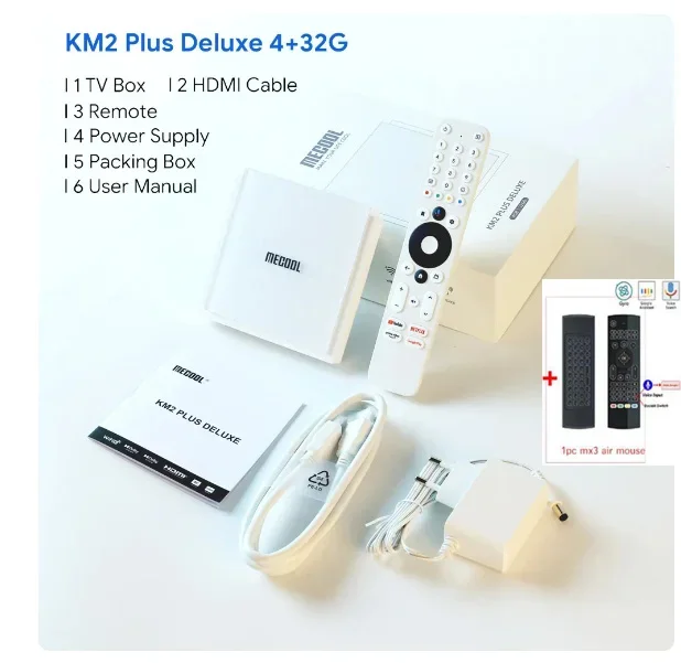 MECOOL KM2 PLUS DELUXE Android 11 Certified TV BOX Google TV Dolby Vision Atmos 4GB DDR4 32GB 1000M LAN WIFI 6 4K Stream TVBOX