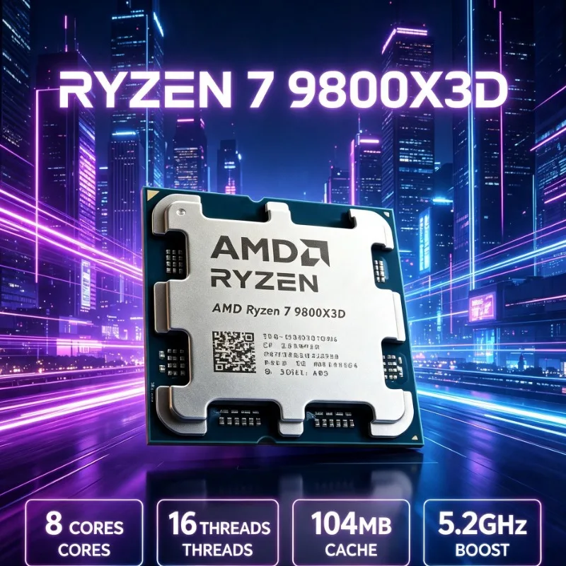 Ryzen7 9800X3D 96MB L3 Cache Gaming Processor Socket AM5 DDR5 Memory Supported 4.7GHz Tray CPU Without Fan
