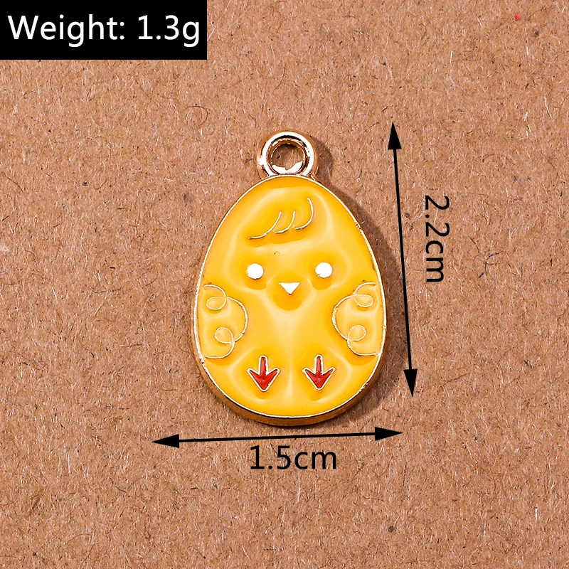 10 stücke Cartoon Emaille Tier Küken Ei Charme für Schmuck Machen Frauen Nette Tropfen Ohrringe Anhänger Halsketten DIY Handwerk Liefert – Detail 14