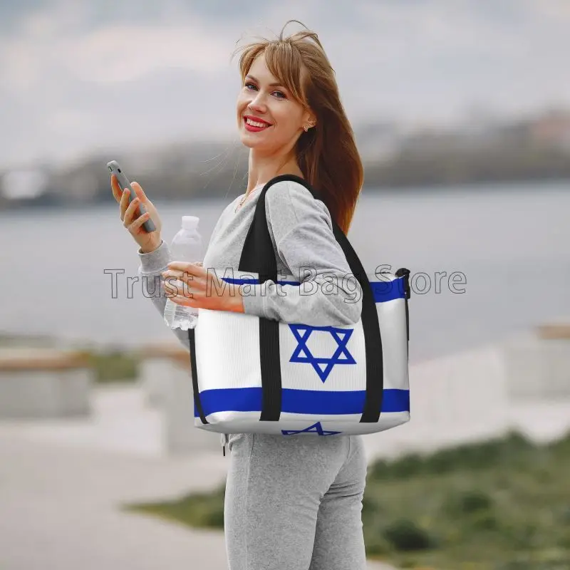 Tas Duffle perjalanan cetak bendera Israel tas Tote malam Weekender tahan air untuk wanita pria olahraga Gym Jinjing di atas tas tangan