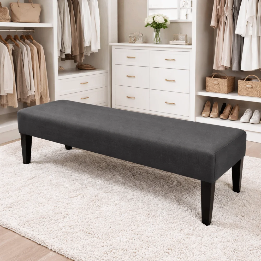 Elastic Bench Chair Cover Solid Color Removable Bench Slipcover Rectangular Shape Washable Furniture Protector Home Use