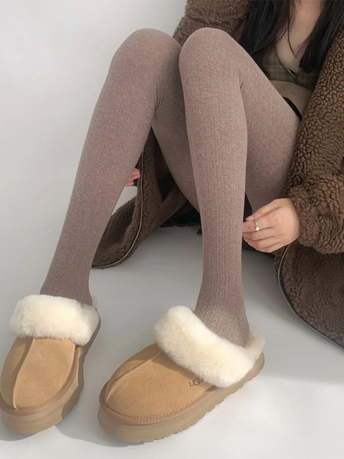 طماق النساء قيعان تقسم Sweatpants خفيفة الوزن البساطة البريدي الفتيات لينة بسط الأنثوية عيد الميلاد الدفء حفظ بطانة #3