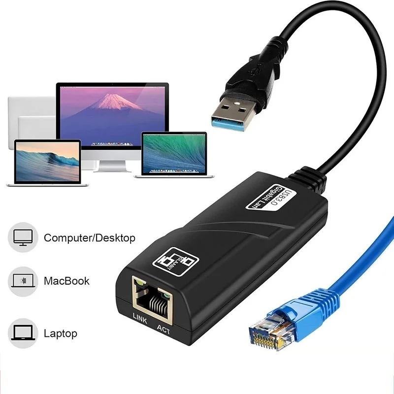 USB 2.0 To RJ45 Network Cable Adapter 10/100/1000Mbps Wired Network Card External Drive Free Network Card For Computer Notebooks