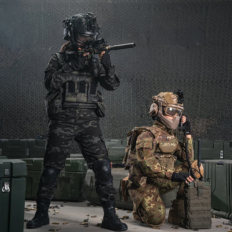 Children's Tactical Camouflage Suits Boys' Girls' Special Forces Long-Sleeved Full-Suit Clothing for CS Cosplay Hunting Shooting image 4