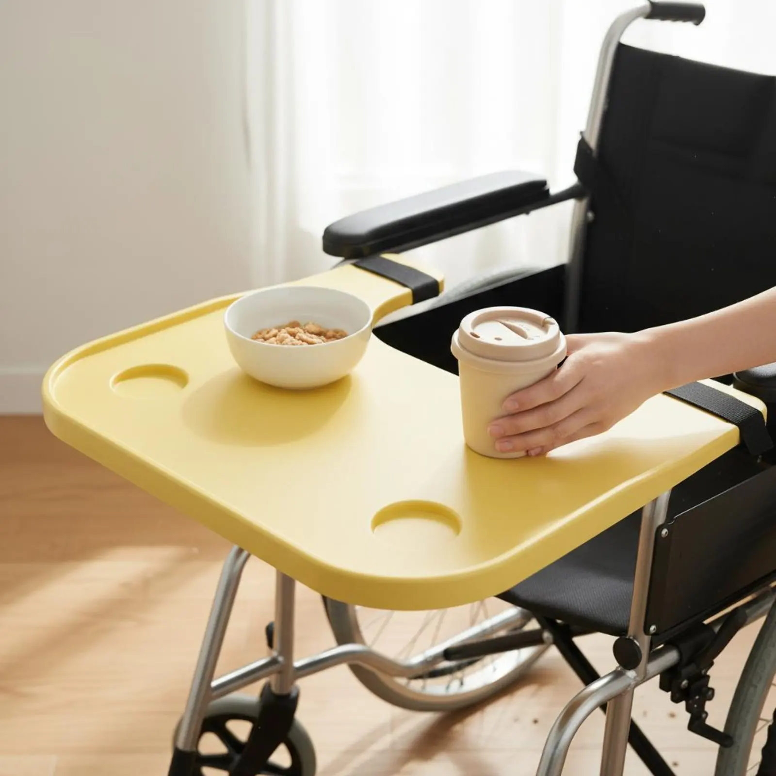 Detachable Table Sturdy Tray Table Detachable Lap Tray Waterproof Mobility Aid Accessory Beverage Holder Holder view 4