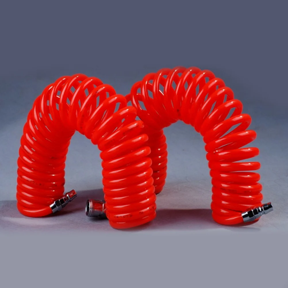 

6M Pu Air Compressor Telescopic Spiral Tube Spring Hose For Compressor Tool Red Durable Water Resistant Stable
