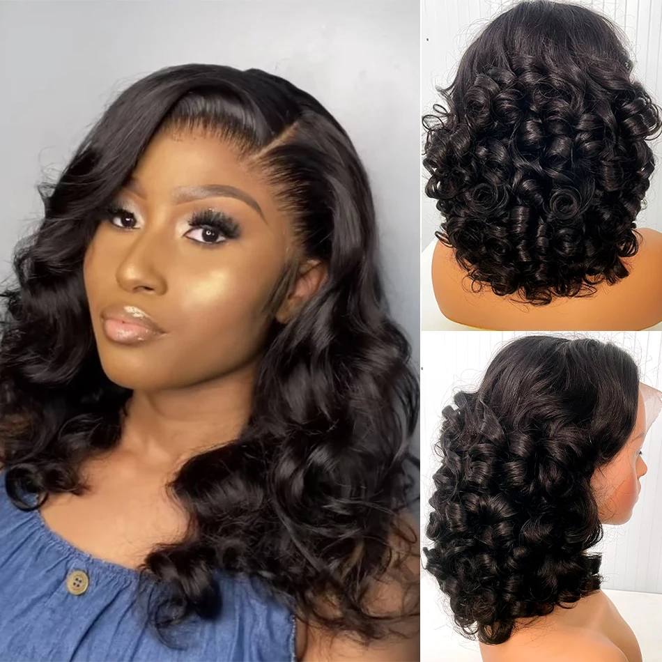 

FUMI Super Double Drawn Lace Wig loose wave 18inch 250% density fumi curly 13×4 transparent lace human hair wig