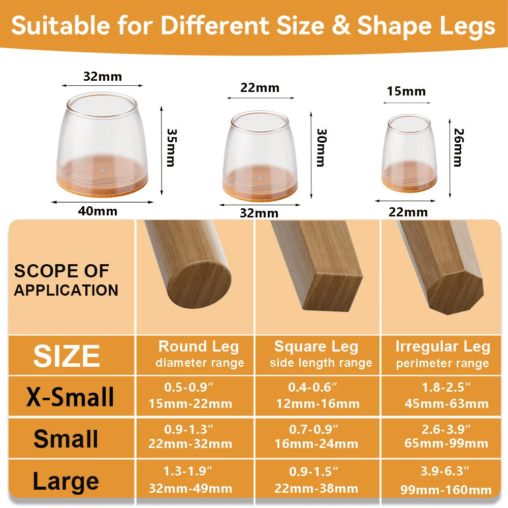 32pc- Brown Chair Leg End Caps  Frosted Floor Protection Type Scratch-Resistant and Noise-Reducing Silicone Table Leg Protectors