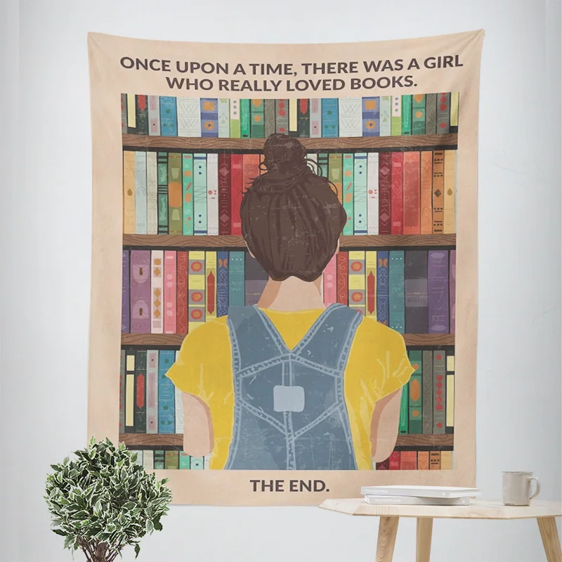 Abstract character illustration tapestry Morandi color ins style bedroom decorative fabric cafe art background wall cloth