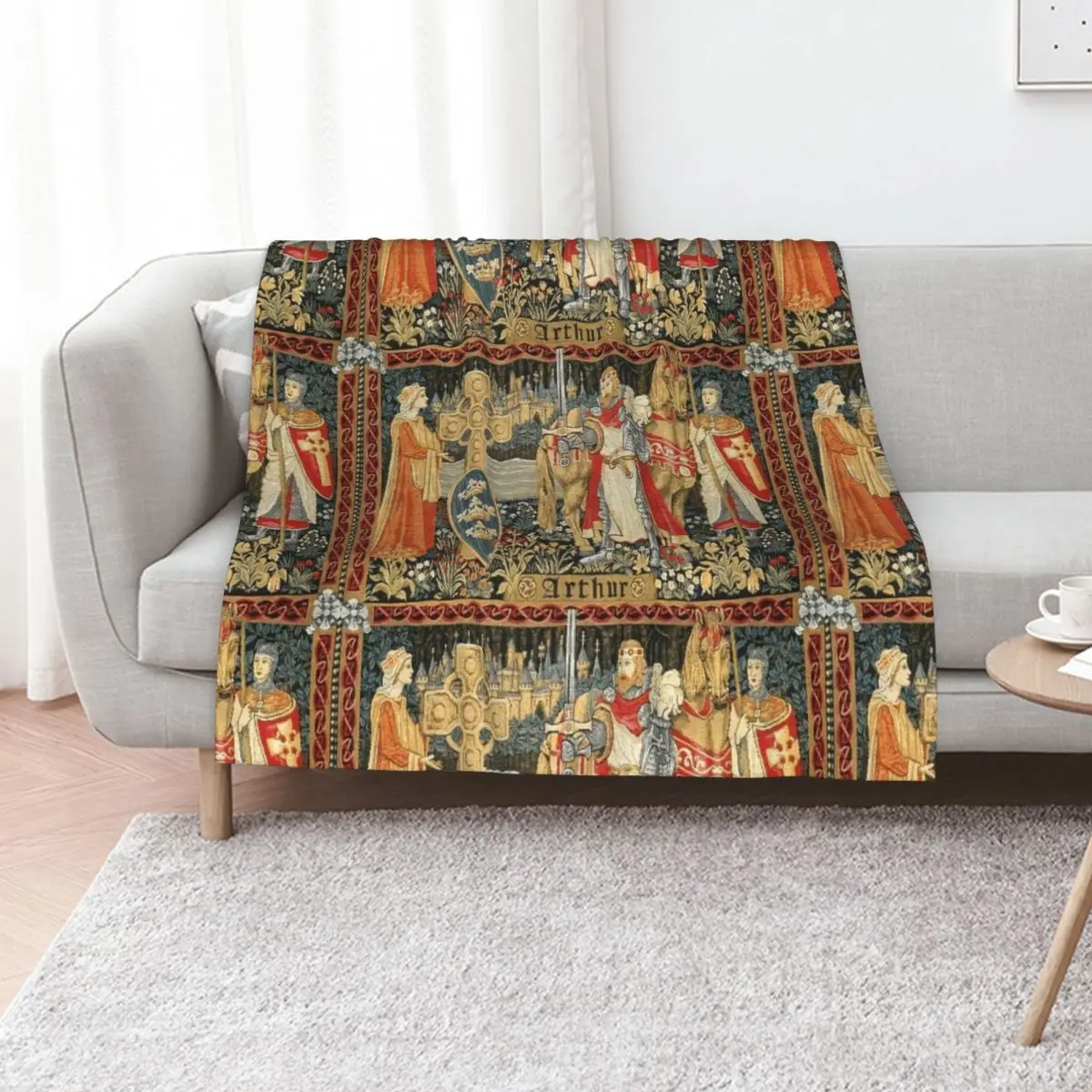 

King Arthur Tapestry Excalibur Merlin Camelot Holy Grail Quest Throw Blanket Thin sofa bed Personalized Gift Blankets