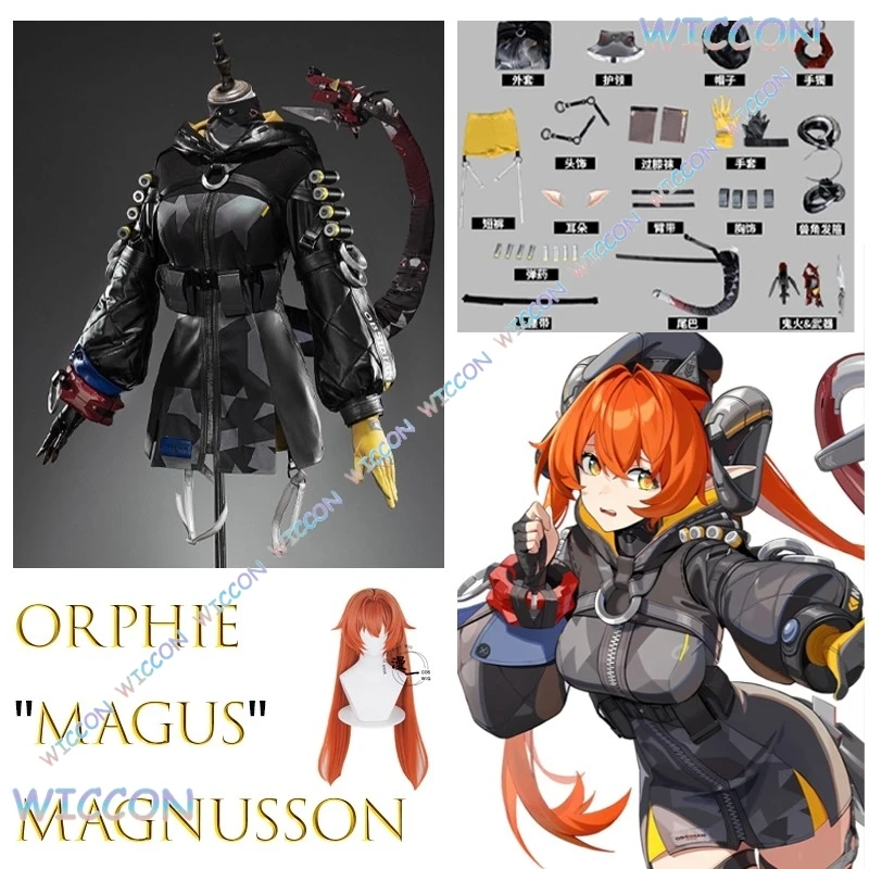 

Orphie Tail Horns Game Zenless Zone Zero "Magus" Magnusson Orphie Косплей Костюм Парик Женская одежда для ролевых игр на Хэллоуин