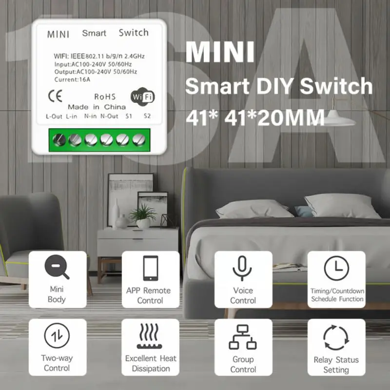 AUBESS Tuya WiFi ZigBee Smart Wireless Switch 16A Supporte 2 Way Control Smart Life App Control Alexa Google Home Voice Control