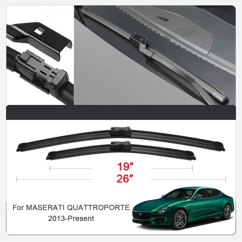 2PCS Car Blade Windshield Rubber Wiper Cleaning Protect Auto External Accessory For Maserati GHIBLI GRECALE LEVANTE QUATTROPOETE