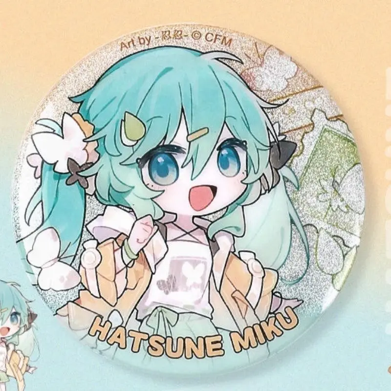 Q Version Hatsune Miku Peripheral Character Barji Round Large Badge Cute Student Back Packaging Decoration Metal Pin