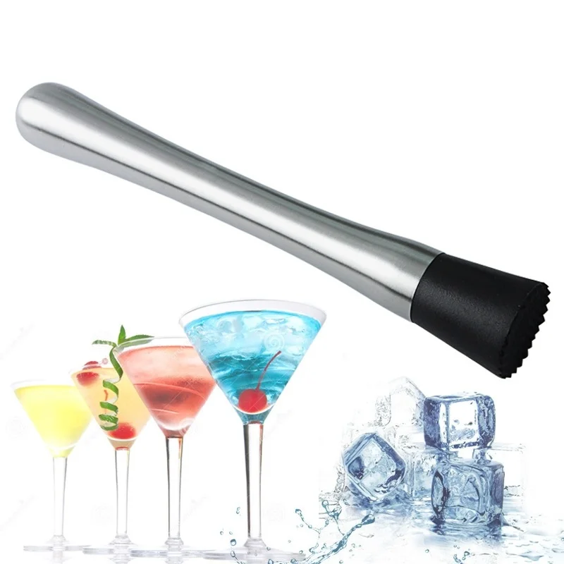 

Fruit Muddle Pestle Popsicle Stick Stainless Steel Ice Cocktail Swizzle Stick Crushed Ice Hammer Bar Tools Wine Tool OK 0423