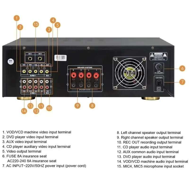 Amply Power Professional Stereo Echo Mixing Mixer Speakers 2 Channel Karaoke Digital Amplifier