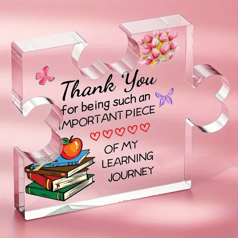 CIFBUY Crystal Acrylic Desktop Ornament Puzzle Plaque Teacher Appreciation Gift for Women Desk Decor Inspirational Home Office