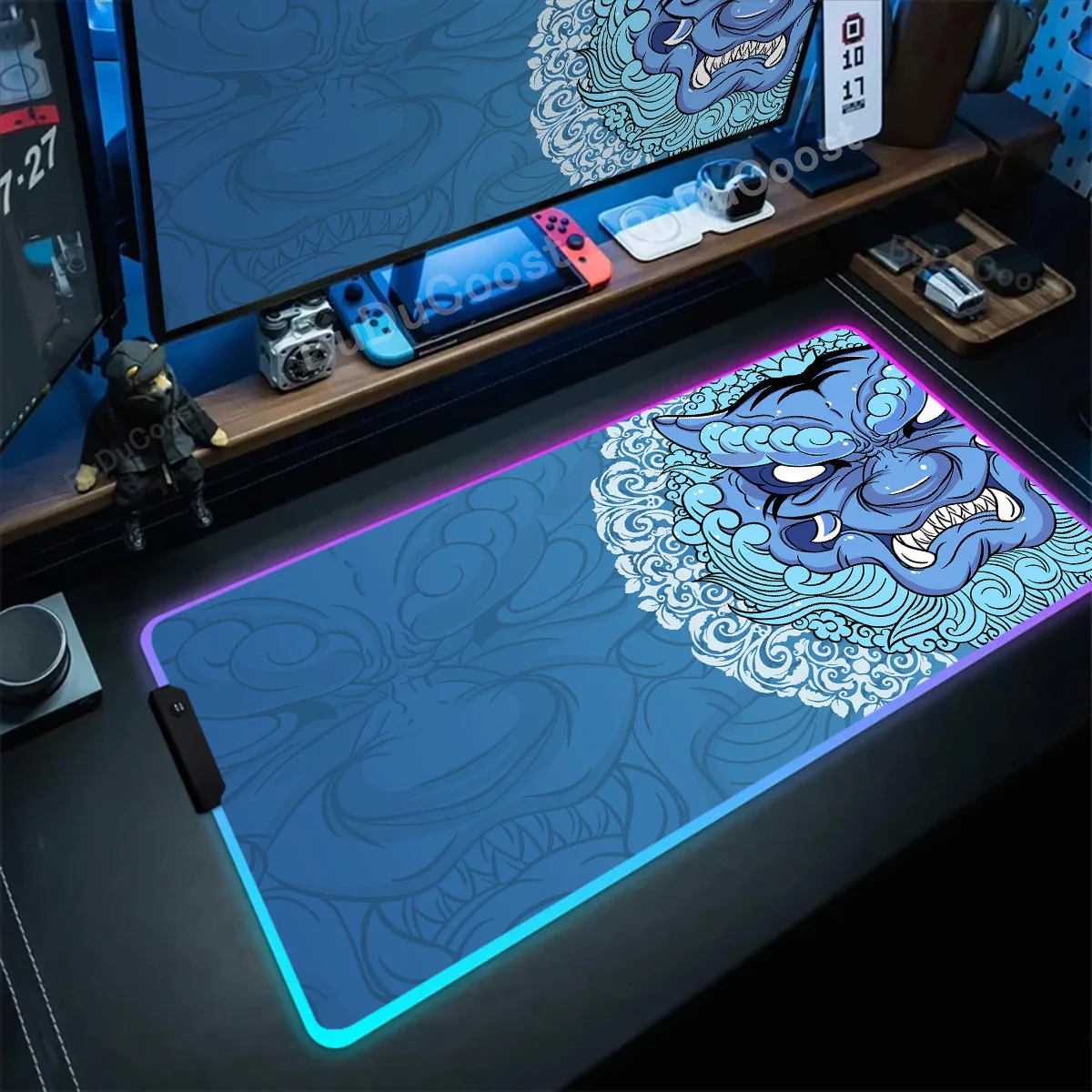 E-sports Tiger Gaming RGB Mousepad Speed Large Keyboard Pad Gamer Accessories 400x900mm Non-Slip Mouse Mat LED Backlight Deskmat