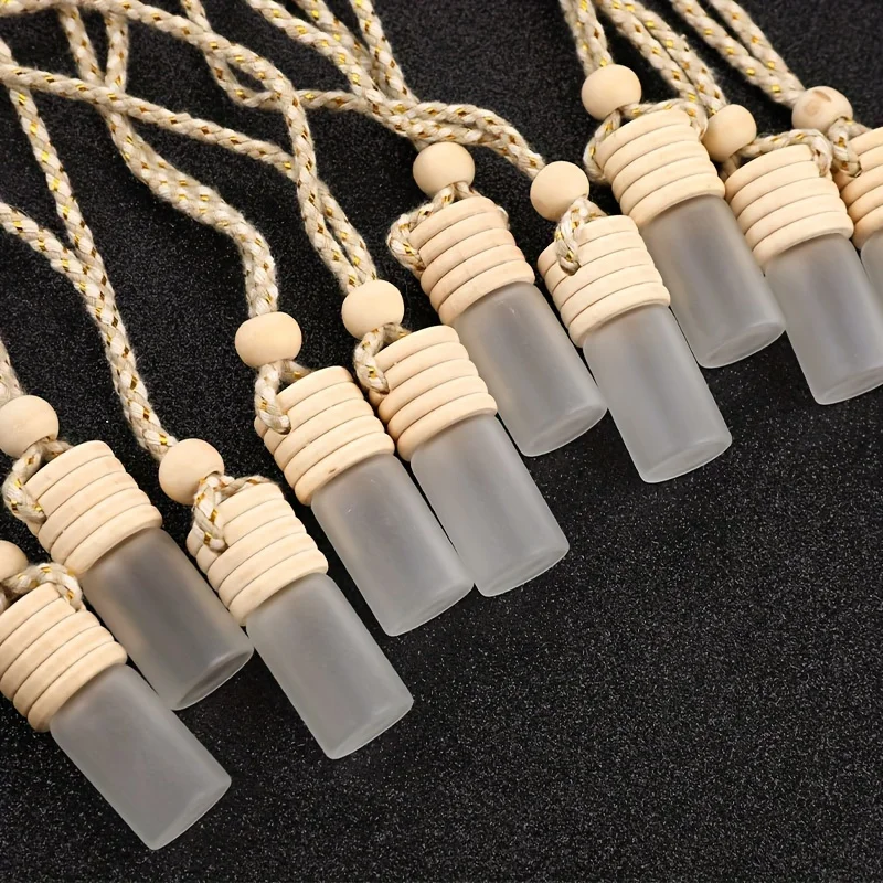 10pcs Frosted Car Perfume Bottle Pendant, Car Mounted Perfume Pendant, Car Interior Pendant Decoration, Fresh Fragrance Empty Bo