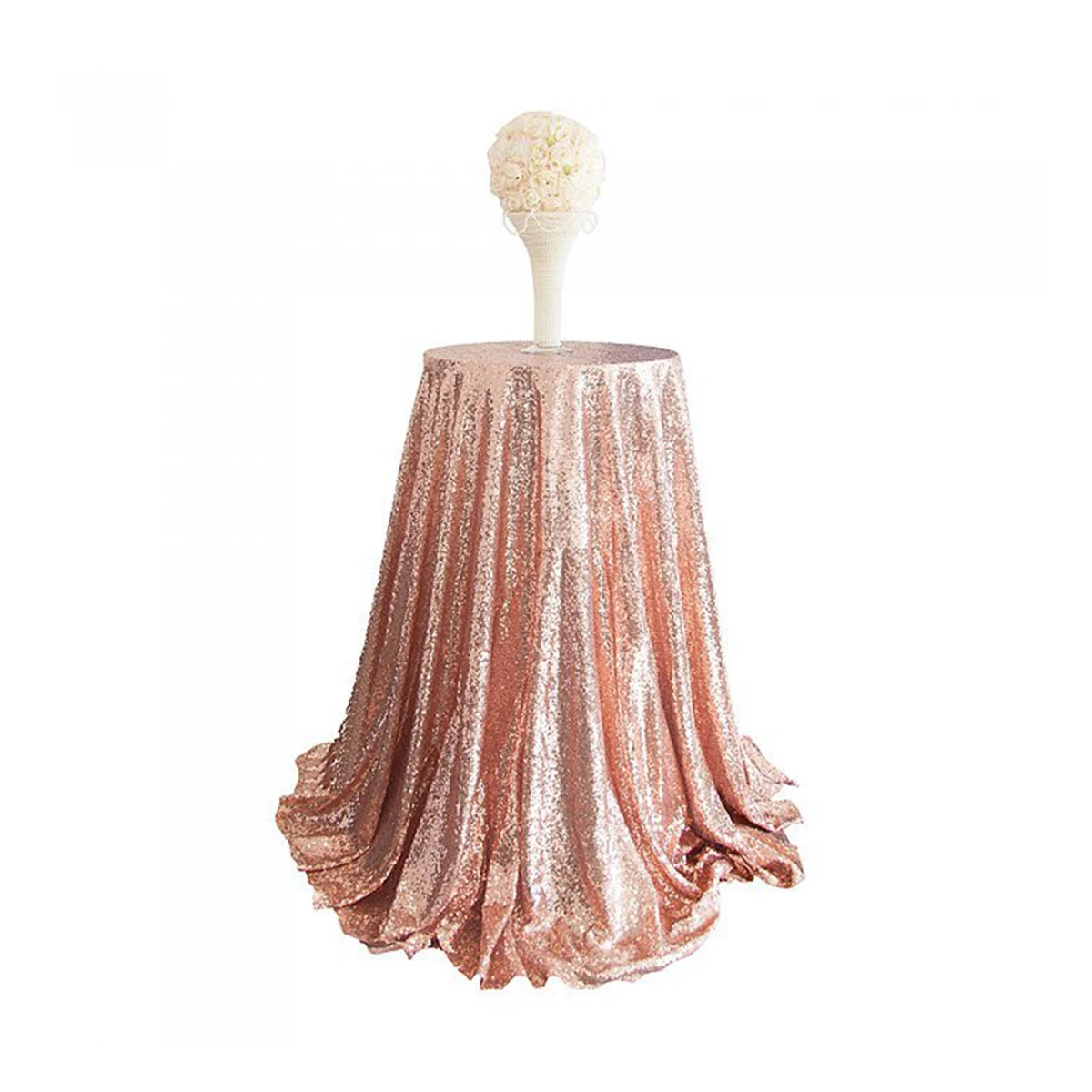 

120 X180CM Sequin Tablecloth Round Decorative Tablecloths Embroidered for Wedding