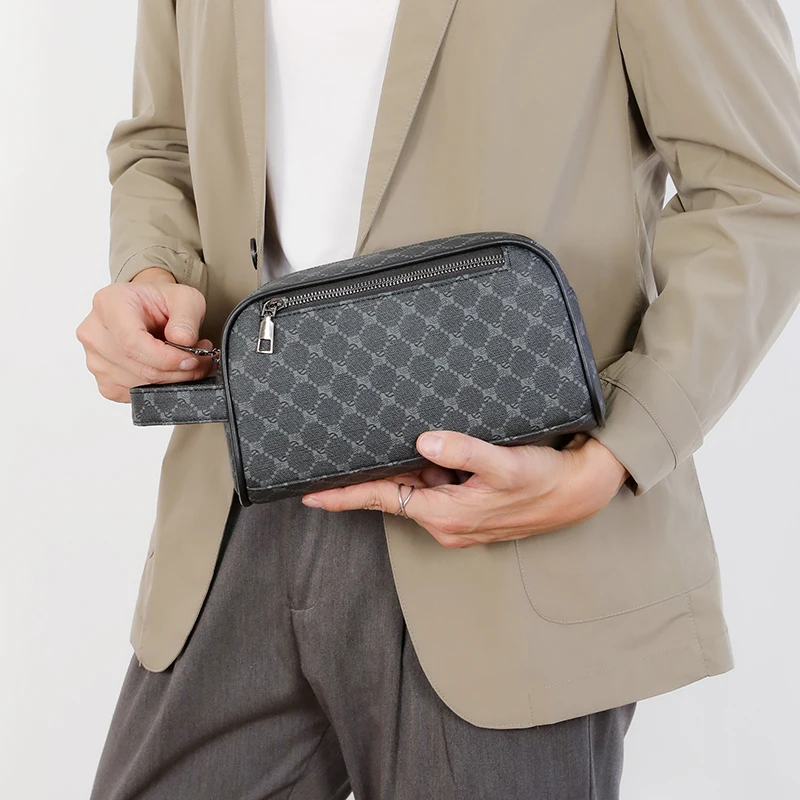 Fashion Printing Men's Bag Handbag High Quality PU Leather Clutch Bags Money Purse For Men Wasit Strap Wallets Male Pouch Bolsos