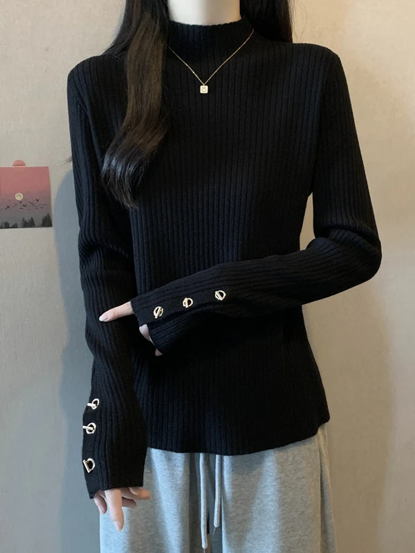 

plus Size Knitted Sweater High Ne Inner Wear Women's Autumn Winter Slimming Top Belly Cover up Faionable Commute Sle