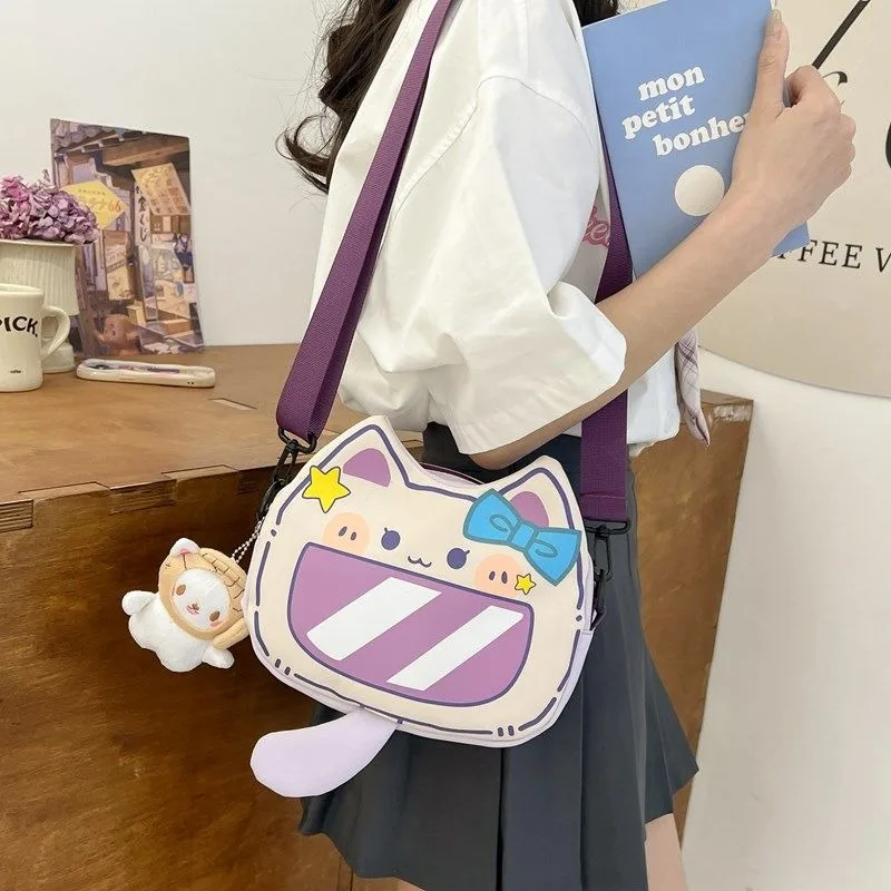 MBTI Cute Cat Shoulde Bag for Women Cartoon Small Fashion Print Elegant Handbag Popular All-match Designer Female Crossbody Bag