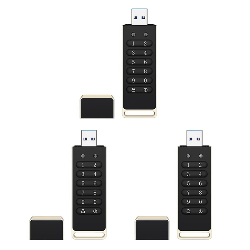 【Hot Selling Items】3X Secure USB Drive, 32GB Encrypted USB Flash Drive Hardware Password Memory Stick With Keypad USB 3.0 Disk F