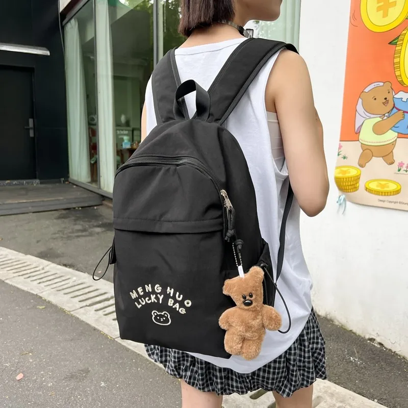 College Women Shoulder Bags High School Schoolbag Black Mochila Waterproof Teenage Bookbag Nylon Rucksack Fashion Girls Backpack