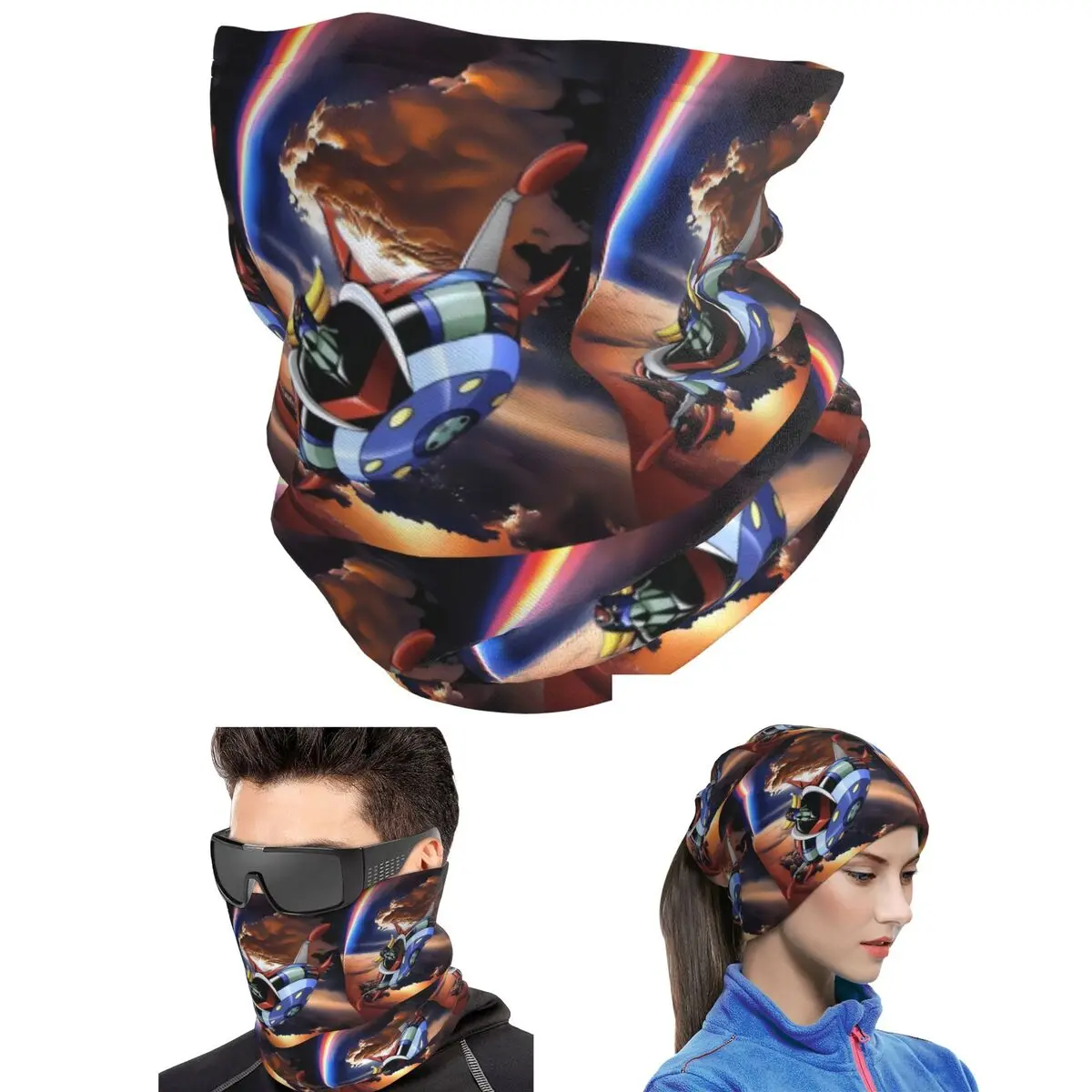 Goldrake Goldorak Anime Mazinger Z UFO Robot Grendizer Bandana Neck Cover Printed Wrap Mask Scarf Running Headwear Adult