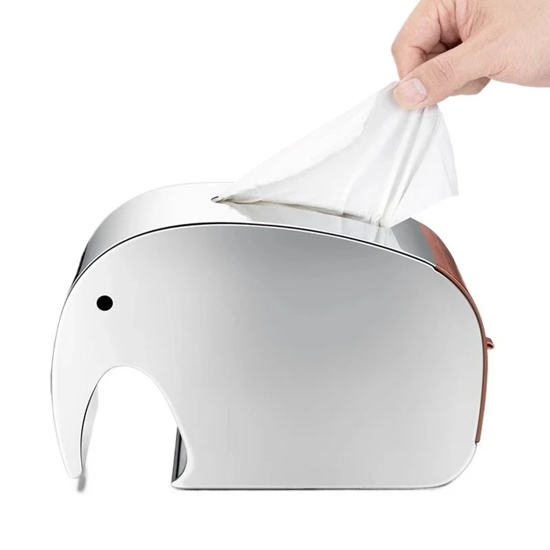 

Stainless steel Jixiang tissue box, creative desktop storage living room, high-end light luxury carton