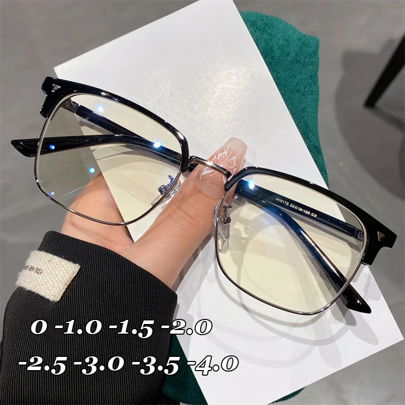 

Business Men Finished Myopia Prescription Eyeglasses Luxury Brand Designer Near Sight Eyeglasses Diopter To -4.0 Unisex Eyewear