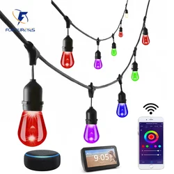 10m 20m 30m Smart LED String Lights Commercial Grade Waterproof Outdoor RGB S14 Bulb Wifi Tuya Festoon Garden Wedding Decoration