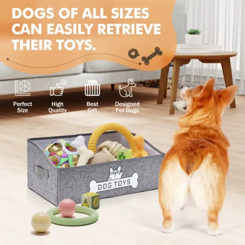 Popular Dog Toy Basket Storage Foldable Dog Toy Box Sturdy Thick with Handle Pet Toy Box