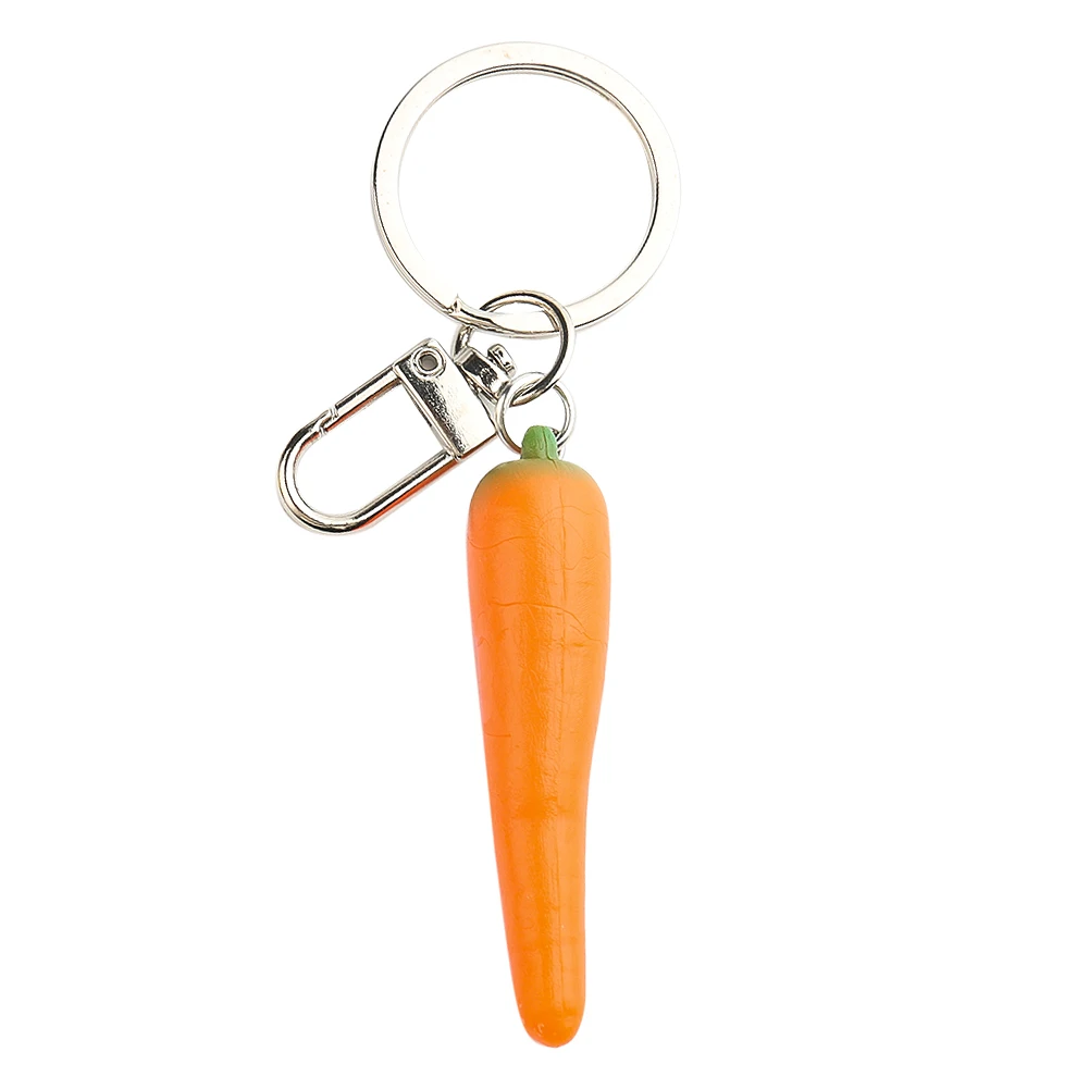 Emulation Vegetable 3D Carrot Delicious Radish PVC Keychain Lovely Turnip Charms Pendant Backpack Purse Dangle Key Rings Jewelry