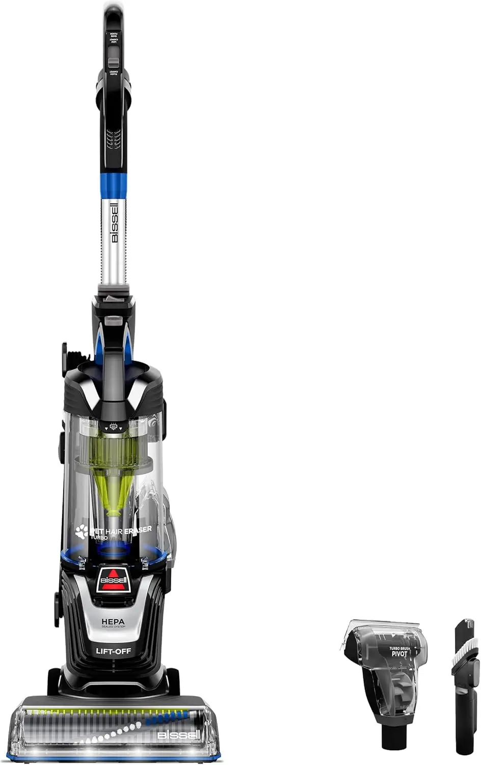 Pet Hair Eraser Turbo Lift-Off Vacuum, w/ Self-Cleaning Brush Roll, HEPA Filtration, Powerful Pickup with TurboBrush Pivot