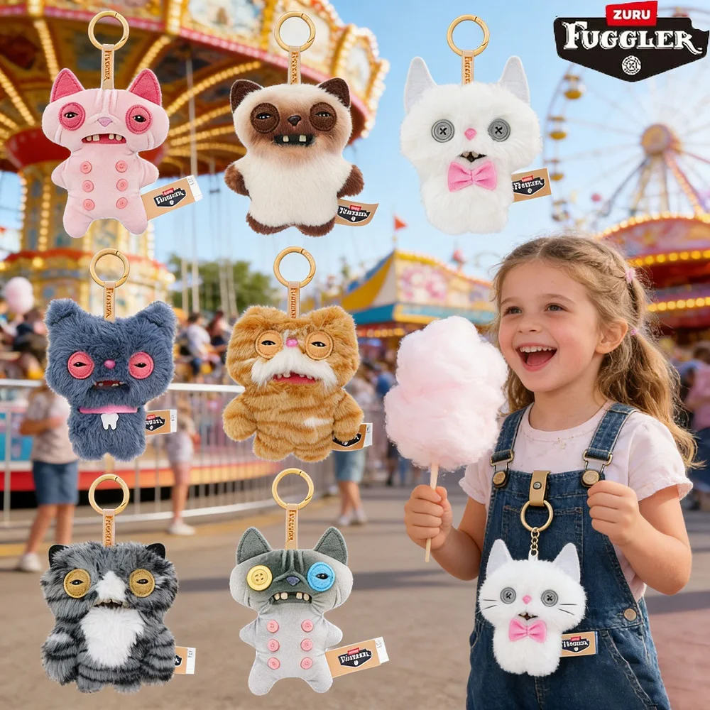Fuggler Alley Cats Divertido y Feo Monstruo Dentado, Llavero, Colgante para Bolso, Colgante para Mochila, Muñecos Extraños, Peluche, Regalos