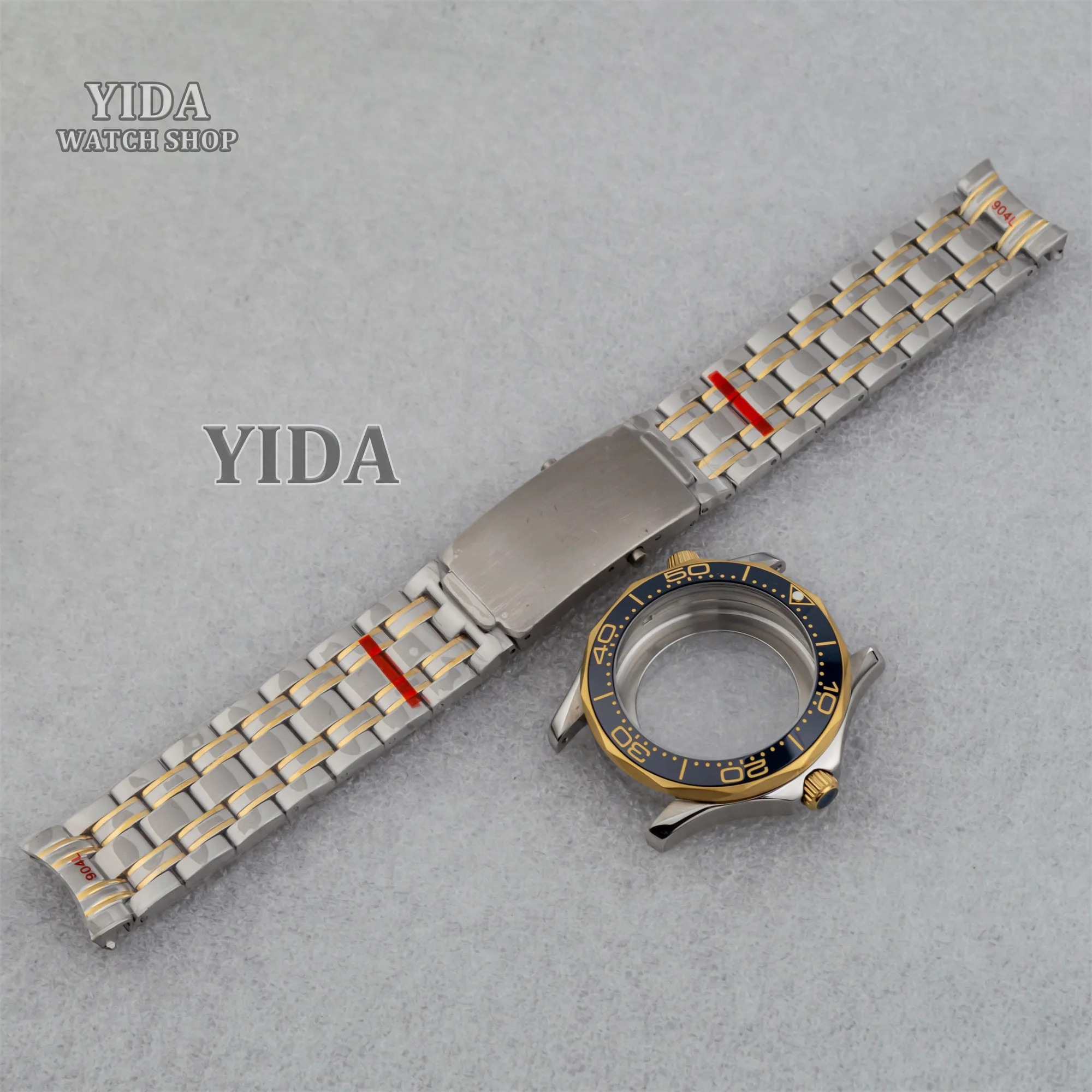 NH35 Cassa 41mm Cassa dell'orologio Cinturino in acciaio inossidabile 316L 10ATM Vetro zaffiro impermeabile per Seamaster 300 NH35 NH36 Parti di movimento