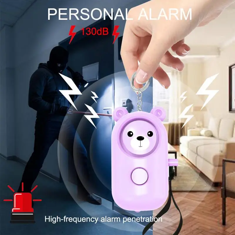 Porte-clés d'alarme personnelle avec lumière LED pour femmes et enfants, anneau de sirène personnel, sécurité, sécurité, SACDevice, 130Db