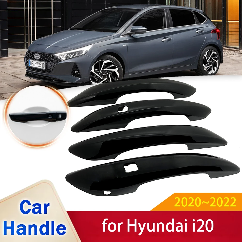 

for Hyundai i20 3 III MK3 BC3 2020 2021 2022 Gloss Black Smart Door Handle Cover Stickers Trim Car Styling Decorate Accessories